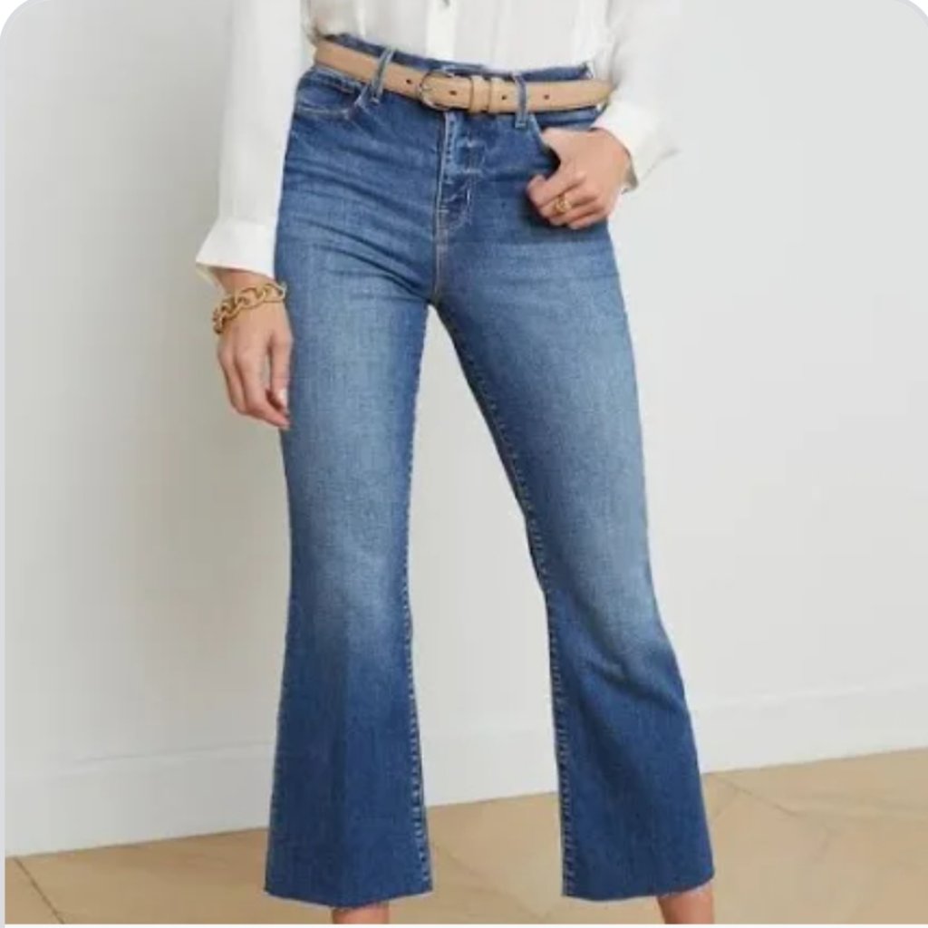 L'agence Kendra High Rise Cropped Flare Jean In Cambridge Size 26